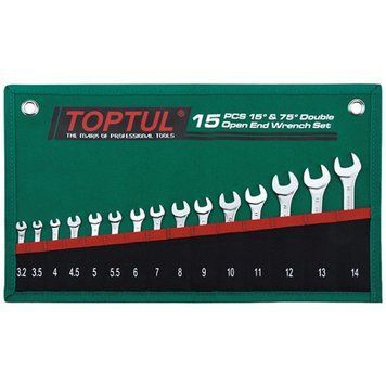 Набор ключей рожковых TOPTUL 15 шт. 3,2-14мм 15&deg;х75&deg; GRAJ1501 GRAJ1501 фото