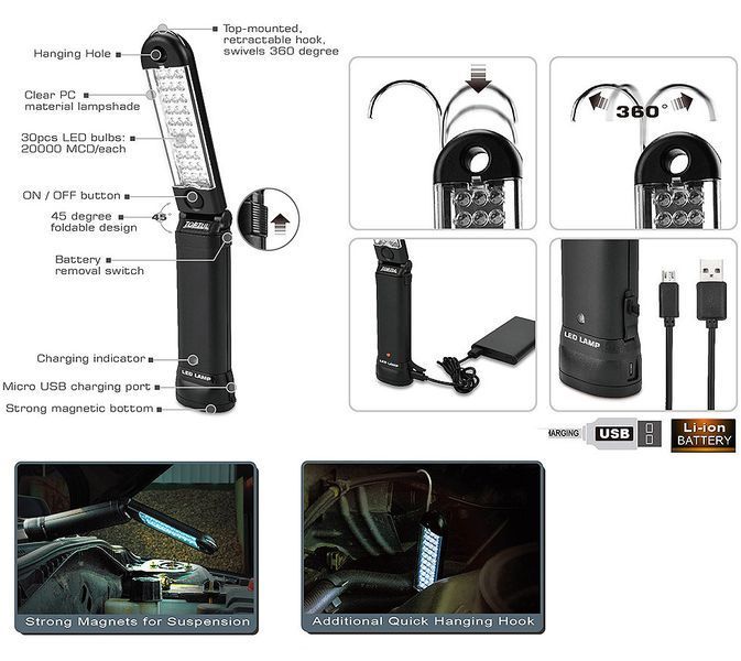 Фонарь светодиодный (Micro USB 5V) TOPTUL JJAT0105 JJAT0105 фото