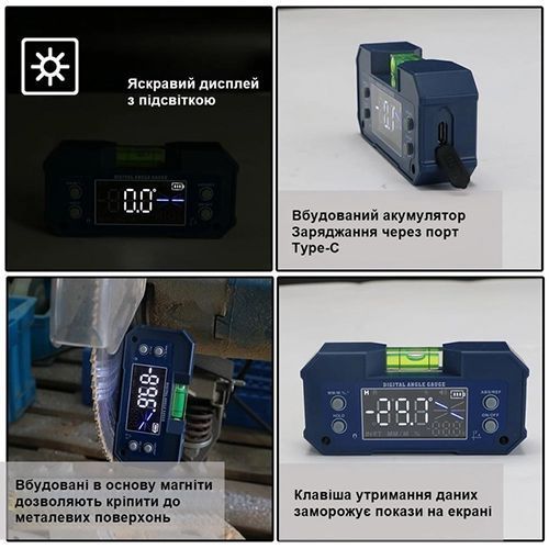 Цифровой многофункциональный угломер-уровень (4*90&deg;, 2 магнита) PROTESTER 5346 PRO-5346 фото